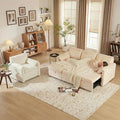Tbfit Pull Out Sofa Bed with Chair, 3 in 1 Sleeper Sofa Couch with USB & Storage Chaise, Comfy Convertible Sleeper Sofas for Living Room, Small Spaces, White&Beige