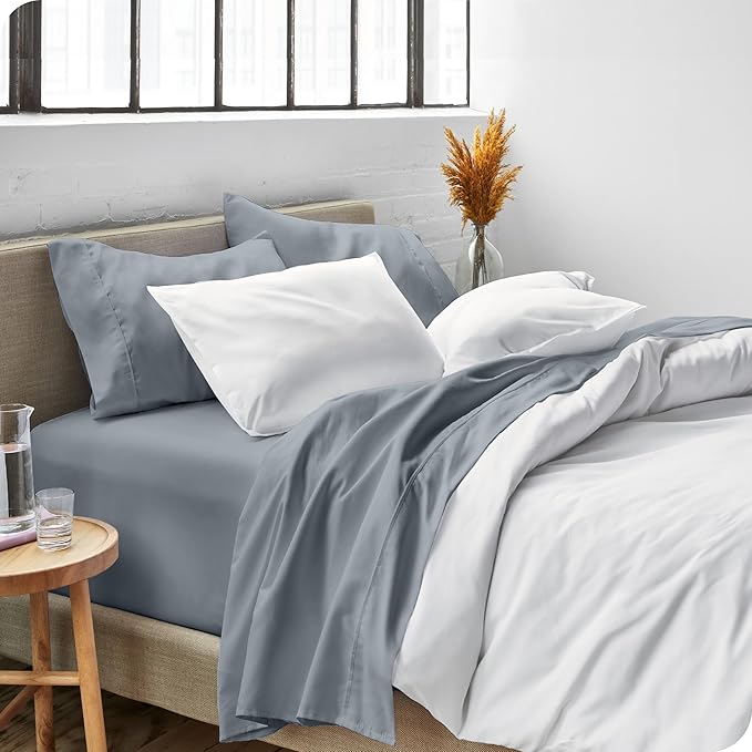 Bare Home Twin XL Sheet Set - 1800 Ultra-Soft Microfiber Twin Extra Long Bed Sheets - Double Brushed - Deep Pockets - Easy Fit - 3 Piece Set - Bedding Sheets & Pillowcases (Twin XL, Steel Blue)
