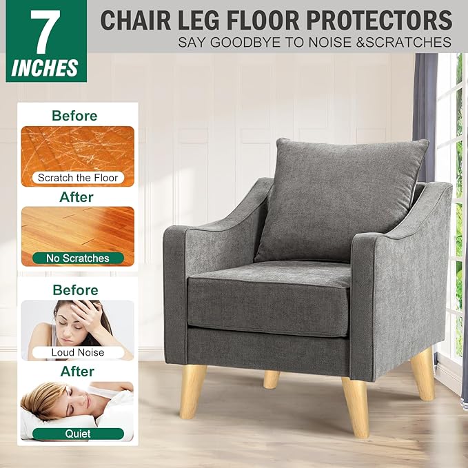 FoDau770 Rubber Wood Furniture Legs 7 Inches, Slant Tapered Wood Feet Mid Century Sofa Legs Set of 4, 5/16" UNC Furniture Feet Replacement Parts for Cabinet Couch Dresser Chair Ottoman Table