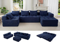 MAXYOYO Modular Sectional Sofa Couch, Foldable U Shaped Cloud Couch with Pillows, Tufted 6-Seat Boneless Sleeper Lounger Floor Sofa Bed for Living Room, No Assembly Required, Navy
