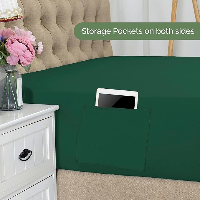 Elegant Comfort 1500 Premium Hotel Quality 18-21 Inches Deep - Extra Deep Pocket Single Fitted Sheet for High Mattress, Luxury and Softest, Smart Pocket - Wrinkle Free, California King, Hunter Green