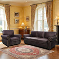 Living Room Furniture Sets,Sofa Sets and Couch Sets for Living Room,Mid-Century Vintage Sofa Couches with Rivet Design (Brown, Single+3 Seater)