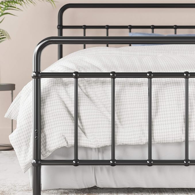 Zinus Florence Full Panel Metal Platform Bed Frame, Mattress Foundation, No Box Spring Needed, Easy Assembly, Black, Twin