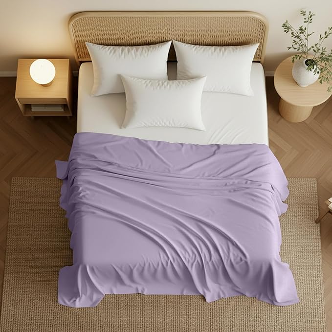 Utopia Bedding Flat Sheet - 1 Pack (Queen, Lavender) - Soft Brushed Microfiber Fabric - Shrinkage & Fade Resistant Top Sheet - Easy Care Bed Sheet