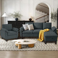 3 Piece Convertible Sectional Sofa Set, Modern Linen Small L Shaped Couch with Reversible Ottoman and Accent Chair, 3-Seat Sofa Couches for Living Room, Office, Apartment, Dark Grey