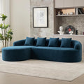 Boneless L Shaped Sofa Couch, Oversized Sectional Curved Cloud Sofa with Chaise Lounge, Chenille 4 Seats Deep Seat Couches for Living Room, No Assembly, Blue