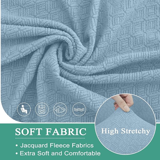 Waterproof Reclining Sectional Couch Covers Washable L Shaped Couch Cover for Sectionals Recliner Sofa Covers Stretch Corner Recliner Slipcovers for Dogs (Additional Seat Cover, Light Blue)