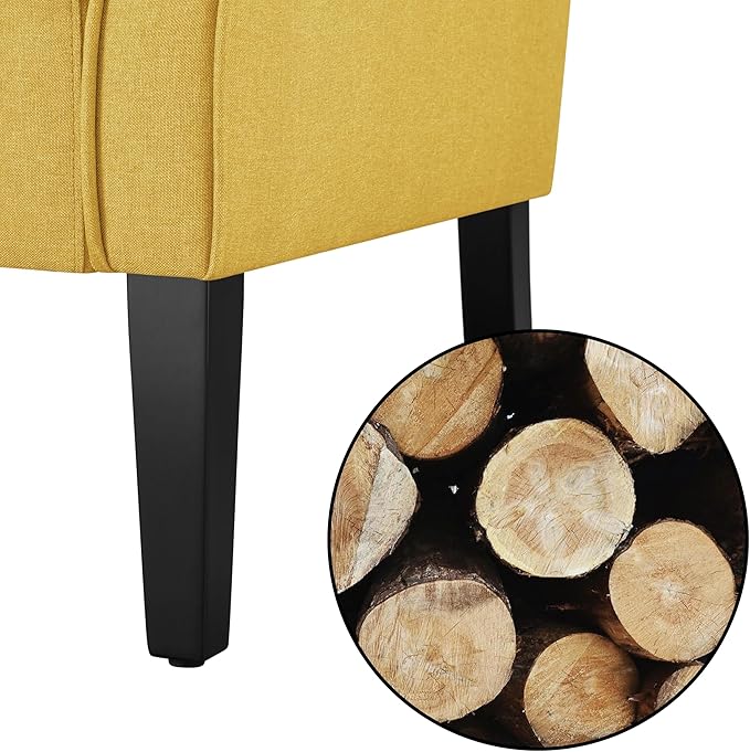 Yaheetech Modern Armchair, Mid Century Accent Chair with Sturdy Wood Legs and High Back for Small Space, Upholstered Fabric Sofa Club Chair for Living Room/Bedroom/Office, Set of 2, Yellow