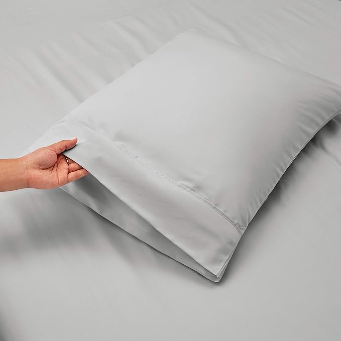 Hearth & Harbor Extra Deep Pocket King Size Sets - Fits Mattress 18-24 Inches Deep - Extra Deep Pocket Sheets - 6 Piece King Size - Silver