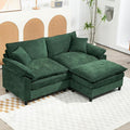Oversized Modular Sectional Sofa, 80 Inch L Shaped Cloud Couch Set, 2-Seat Comfy Convertible Sofa with 1 Movable Ottoman, DIY Combination Sleeper Couch for Living Room(Chenille, Green)