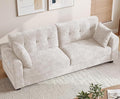 87" Loveseat Sofa for Living Room, Modern Chenille Cloud Couch with USB/Type-C Charging Ports, Side Pockets, Removable Cover, Wide Armrests, Small Couch for Small Space, Easy Assembly, Beige