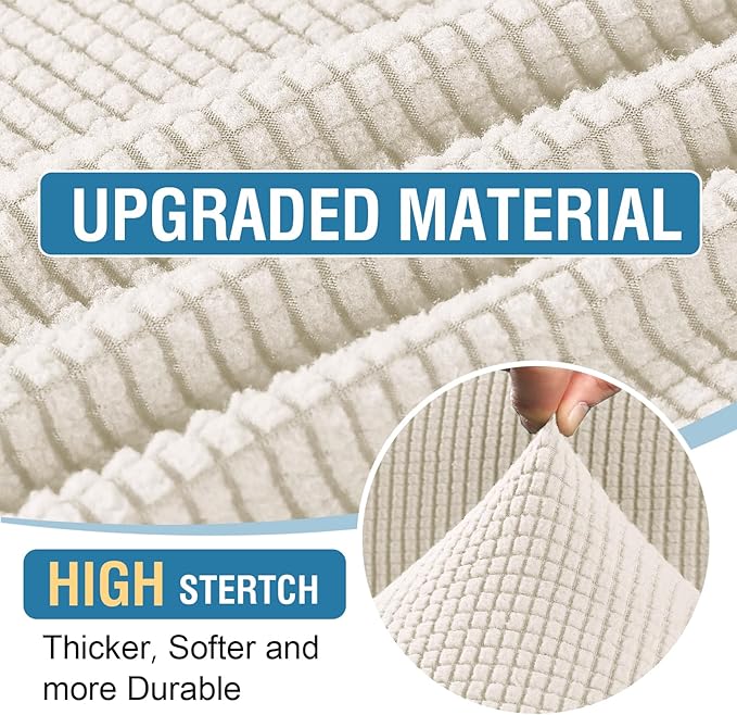 H.VERSAILTEX Sectional Couch Covers 8 Pieces Stretch Sofa Covers for Sectional Sofa Set Separate L Shaped Couch Cover for Both Left/Right Couch (Seat and Back: 1 Chaise + 3 Sofa, Ivory)