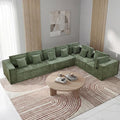 167'' Boneless Chenille L Shaped Couch, Oversized Modular Sectional 7 Seater Sofa, Modern Deep Seat Corner Cloud Compressed Couch, No Assembly Sleeper Sofa with Chaise for Living Room, Green