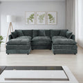Setawix Deep 3 Seater Couch with Ottomans,112.2" U-Shaped Cloud Couches for Living Room,Chenille Cloud Sofa Couch with Deep Seat,Modular Sectional U Shape 3 Seat Sofa for Bedroom (Grey, 3+2)