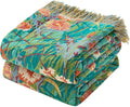LUTBM King Size Blanket for Bed Soft Cotton Spring Lightweight Quilt Floral Embroidery King Bed Blanket,90"x108" All Season Reversible Blankets for Bedroom Living Room Decor