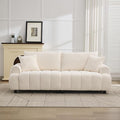 88 "Modern Boucle Sofa Couch, Oversized Comfy 3 Seater Sherpa Curved Sofas Deep Seat, Upholstered Loveseat Teddy Round Arm Couches for Living Room, Bedroom, Beige