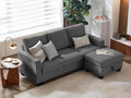 CHIC HOUSE Modular Sectional Sofa with Storage Ottomans, Corduroy Cloud Couch for Small Spaces & Apartments, Reconfigurable L/U Shaped Convertible Corner Sofa (4 Seater Sectional, Dark Grey)