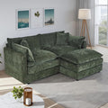 Setawix Deep Loveseat Couch with Ottoman,Large L-Shaped 2 Seater Cloud Couches for Living Room,77.16" Chenille Cloud Sofas with Deep Seat,Modular Sectional 2 Seat Sofa for Bedroom (Green, 2+1)
