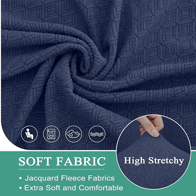 Waterproof Reclining Sectional Couch Covers Washable L Shaped Couch Cover for Sectionals Recliner Sofa Covers Stretch Corner Recliner Slipcovers for Dogs (Additional Seat Cover, Navy Blue)