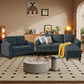 80" Convertible Sectional Sofa Set, Modern Linen Small L Shaped Couch with Reversible Chaise and Loveseat Sofa, 3-Seat Sofa Couches for Living Room, Office, Apartment, Dark Grey