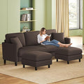 83" Couches for Living Room, Comfy Sofas for Living Room with Storage Ottomans, Teddy Sofa Couch, Tool-Free Loveseat Sofa, All-Wood Love Seat Couches, U Shaped Couch 2 Pillow Included, Khaki
