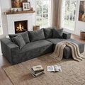 INGEROOM 108" Cloud Sectional Couch with L-Shape Chaise, Modular Sofa Memory Foam, Boneless Sofa with Movable Ottoman, Upholstered Couches for Living Room Bedroom, No Assembly Required, Dark Gray