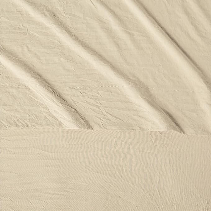 Amazon Basics Twin XL Bed Sheet, 3-Piece Bedding Set, Double Brushed Microfiber, Ultra Soft, Easy Care, Beige