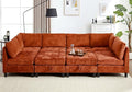 Luxe Oversized Modular Sectional Sofa Set，Modern Chenille Comfy Sectional Cloud Couch for Living Room (6-Seater + 2 * Ottoman + Tea Tray, Orange)