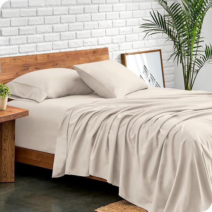 Bare Home California King Sheet Set - 1800 Ultra-Soft Microfiber Cal King Bed Sheets - Double Brushed - Deep Pockets - Easy Fit - 4 Piece Set - Bed Sheets (California King, Wheat)