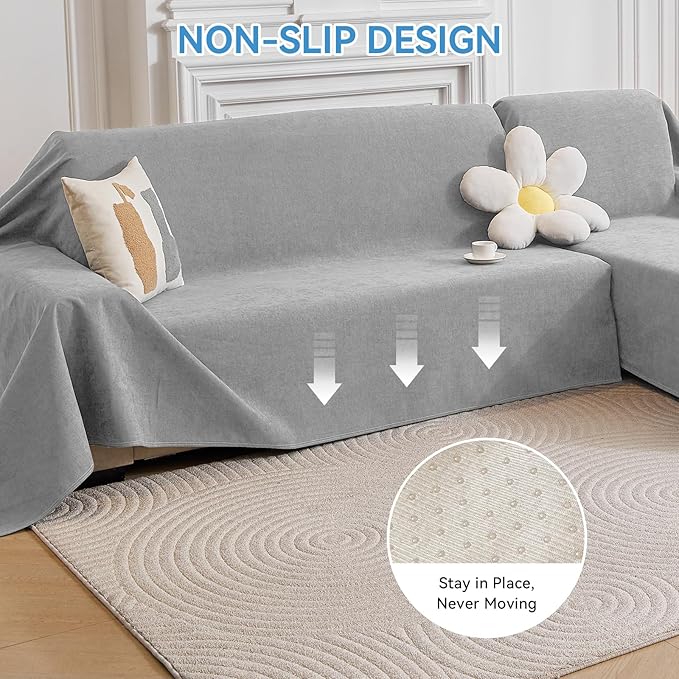 Deep Dream Sectional Couch Covers, 2 Pieces 100% Waterproof L Shaped Sofa Cover, Non Slip Couch Cover for Dogs Cats Washable, Pet Friendly Sofa Slipcovers Furniture Protector (X-Large, Light Grey)
