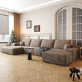 136" Sectional Couches for Living Room Cloud Couch Sofa with L-Shape Upholstered Boneless Couchs Modern Modular Sectional Couch with Chaise (Camel, 136" Left Facing Chaise+3Seaters+Ottoman)