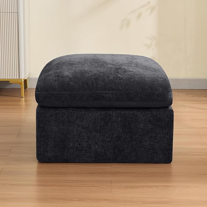 33.5'' Cloud Ottoman for Modular Sofa, Comfy Chenille Upholstered Footrest with Memory Foam, Fully Compressed Packaging, Oversized Ottoman Bench for Living Room or Small Space, Dark