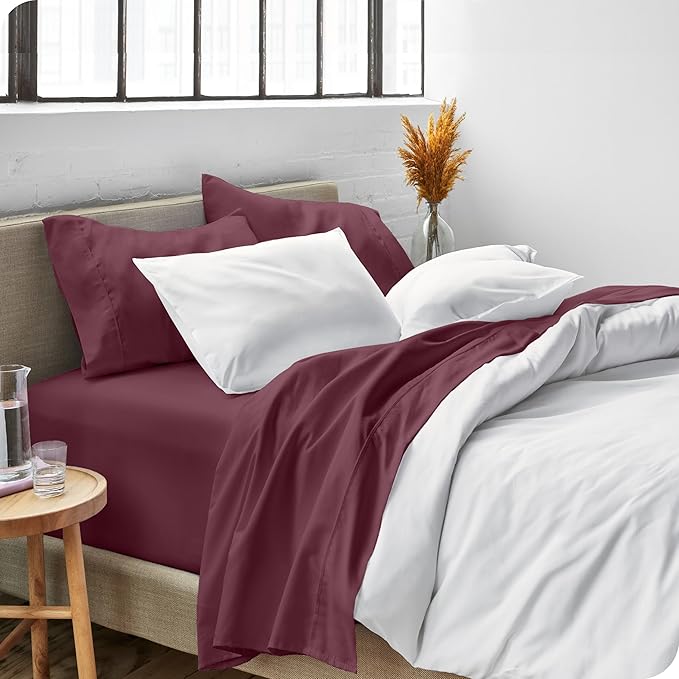 Bare Home Full Sheet Set - 1800 Ultra-Soft Microfiber Full Bed Sheets - Double Brushed - Deep Pockets - Easy Fit - 4 Piece Set - Bedding Sheets & Pillowcases (Full, Burgundy)