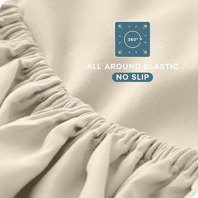 Bare Home Full XL Sheet Set - 1800 Ultra-Soft Microfiber Full Extra Long Bed Sheets - Double Brushed - Deep Pockets - Easy Fit - 4 Piece Set - Bedding Sheets & Pillowcases (Full XL, Sand)