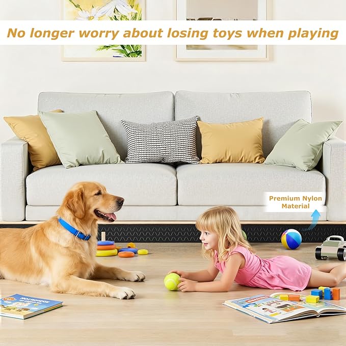 Under Couch Blocker 3 in x 13 ft, Adjustable Elastic Sofa Blocker to Prevent Kids and Pets Toys, Strap Barrier Gap Bumper Couch Guards for Bottom Standard Sofa, Bed, Furniture with Straight Legs