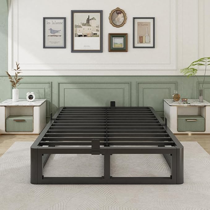 Firpeesy Upgrade Anti Bending and Round Corner Legs 12 inch California King Bed Frame 3500 LBS Heavy Steel Slats Support Platform Metal Bed Frame No Box Spring Needed Platform Noise Free Easy Assembly