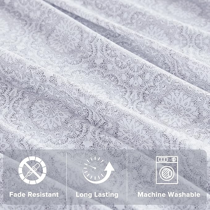 Comfort Spaces 100% Cotton Sheet Set Breathable, Lightweight, Soft with 14" Elastic Pocket Fits up to 16" Mattress, All Season Cozy Bedding, Matching Pillow Case, Cal King Adelia Gray 4 Piece