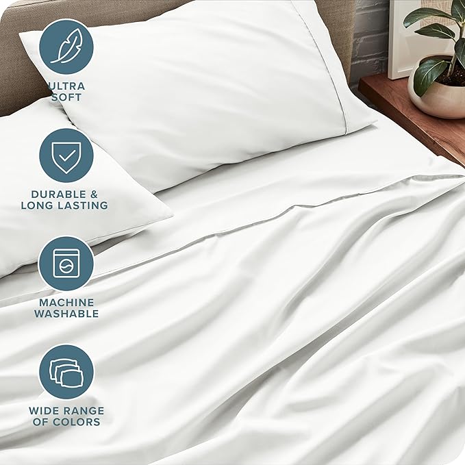 Bare Home Twin Sheet Set - 1800 Ultra-Soft Microfiber Twin Bed Sheets - Double Brushed - Deep Pockets - Easy Fit - 3 Piece Set - Bedding Sheets & Pillowcases (Twin, Cream)