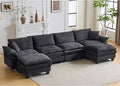 138" Modular Sectional Couch, U Shaped Comfy Cloud Couch with Ottoman and Throw Pillows, Modern Chenille Sofa Sleeper Deep Seat Sofa Couched for Living Room,Apartment(Grey)