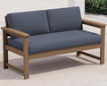 SERWALL HDPE Outdoor Loveseat with Cushions, All Weather Use Outdoor Loveseat Sofa, Brown Frame/Grey Cushion