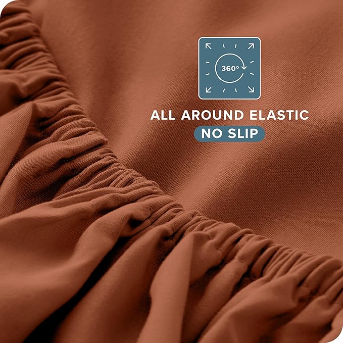 Bare Home Twin XL Sheet Set - 1800 Ultra-Soft Microfiber Twin Extra Long Bed Sheets - Double Brushed - Deep Pockets - Easy Fit - 3 Piece Set - Bedding Sheets & Pillowcases (Twin XL, Terracotta)