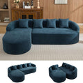 105.5" Boneless Curved Couch, L Shaped 4-Seater Cloud Couch with Deep Seat Chaise, Oversized Curved Sofa, Chenille Modular Sectional Couches for Living Room, No Assembly, Blue