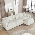 Setawix Deep 3 Seater Couch with Ottoman,112.2" L-Shaped Cloud Couches for Living Room,Chenille Cloud Sofa Couch with Deep Seat,Modular Sectional L Shape 3 Seat Sofa for Bedroom (Beige, 3+1)
