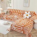 OstepDecor Boho Sectional Couch Covers 2 Pieces, L Shaped Sofa Cover, Chenille Couch Cover for Dogs Washable, Couch Cover Blanket, Sofa Slipcover for 2-3 Cushion Couch (71"x102"+71"x118", Orange)