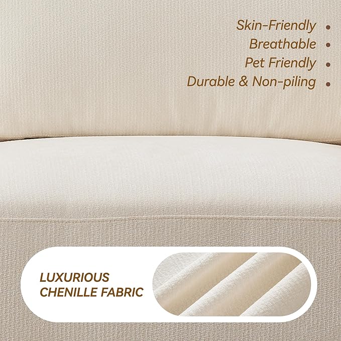 143.8" Modular Sectional Sofa Modern Chenille U Shaped Couch with Thickened Seat Cushions, Easy Assembly, Upholstered 6 Seater Couch with 2 Movable Ottomans for Living Room, White