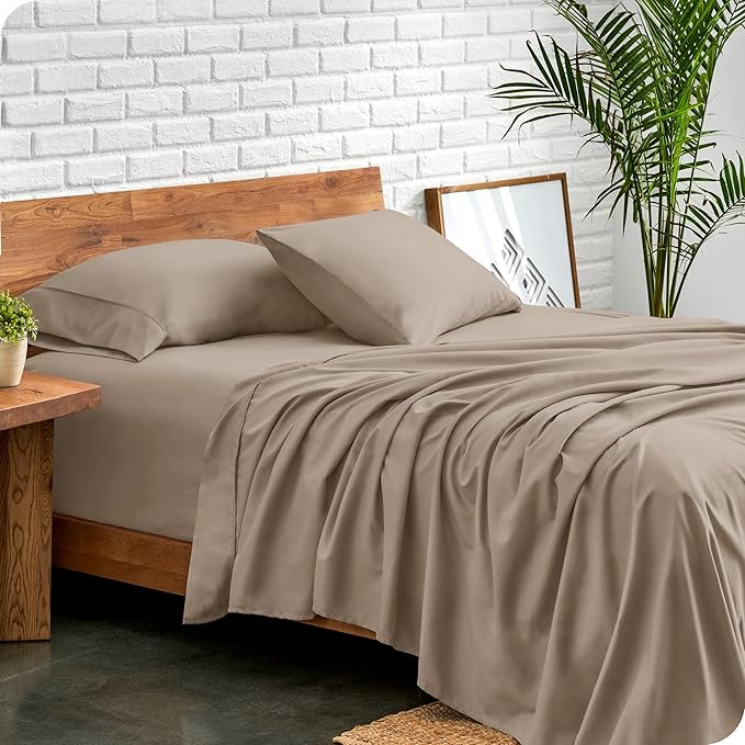 Bare Home Full Sheet Set - 1800 Ultra-Soft Microfiber Full Bed Sheets - Double Brushed - Deep Pockets - Easy Fit - 4 Piece Set - Bedding Sheets & Pillowcases (Full, Pebble)