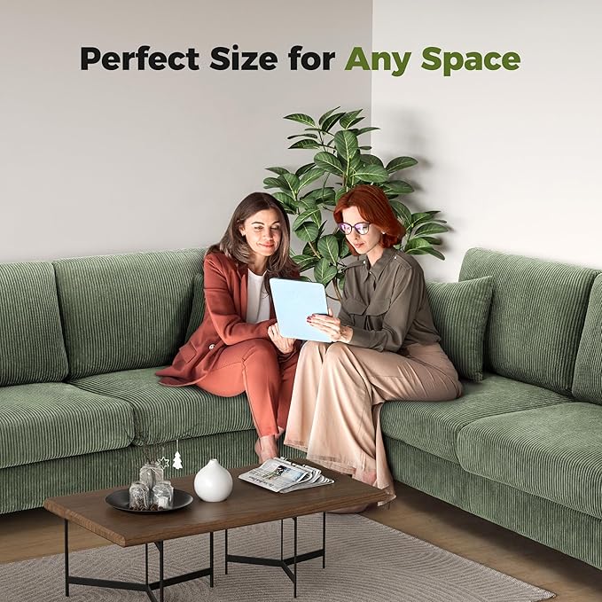 70in L Shaped Couch, Modular Sofa No Tool Assembly, Comfy Sectional Couches for Living Room 21in Deeper Seats, Corduroy Sofas for Living Room with 2 Pillows, Loveseat Sofa Set, Green Couch | Comfy Corduroy, Oversized 70in Couch, 700LB Tough, Tool-Free ...