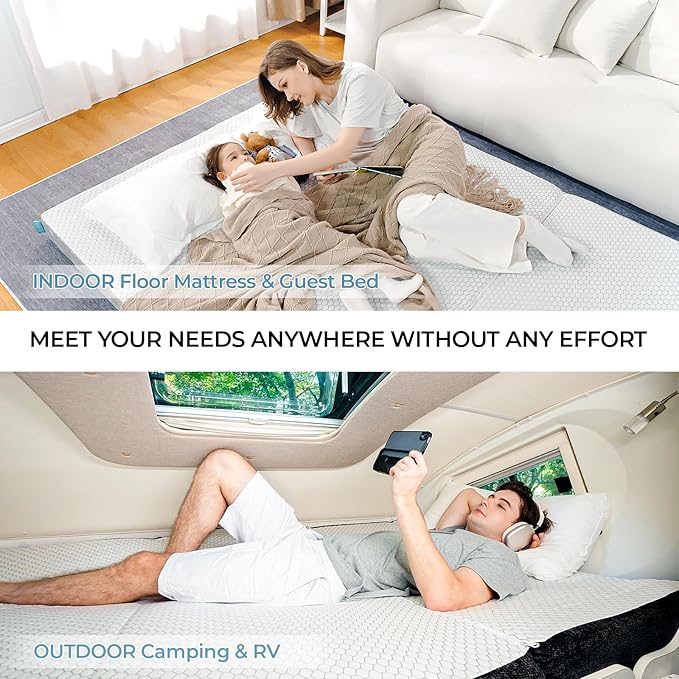 Odorless Foldable Mattress Twin XL 80" x 38" x 4", 4 Inch Folding Foam Mattress with Storage Bag, Fiberglass Free Trifold Memory Foam Mattress for RV, Guest Bed
