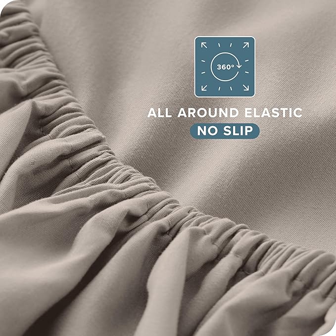 Bare Home Twin XL Sheet Set - 1800 Ultra-Soft Microfiber Twin Extra Long Bed Sheets - Double Brushed - Deep Pockets - Easy Fit - 3 Piece Set - Bedding Sheets & Pillowcases (Twin XL, Khaki)
