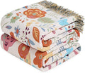LUTBM Boho Throw Blanket for Bed Cotton Spring Blankets Twin Size for Bedroom Living Room All Season Lightweight Floral Embroidery Quilt for Couch Sofa Chair 60"x80"